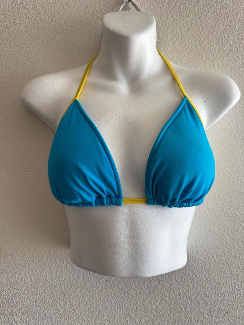 Y2k Ralph Lauren White Bikini Top with Blue and Yellow Trim